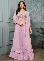 Shimmer Georgette Lilac Engagement Wear Sequins Work Lehenga Choli